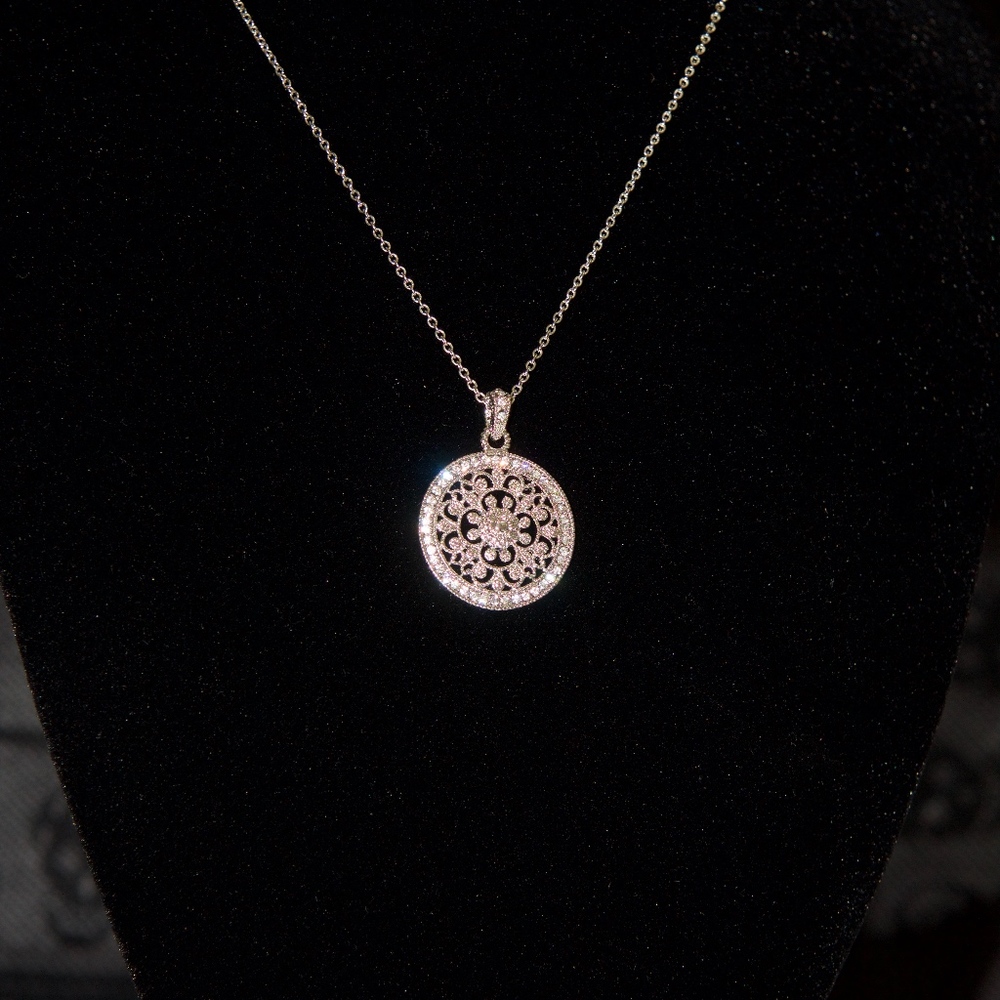 14kt Gold Dipped Topaz Detailed Pave Necklace - Picture 6 of 6